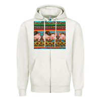 Oatmeal Heather western serape pigs Zipper Hoodie - RanaPortraitStore