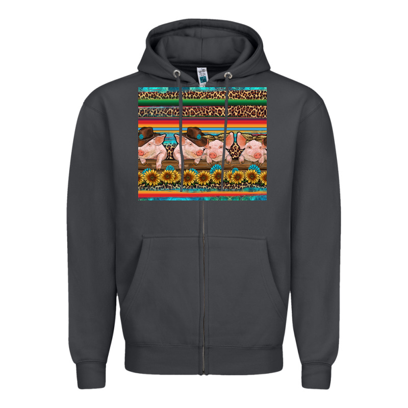 Western Serape Pigs Zipper Hoodie by RanaPortraitStore | Teevron
