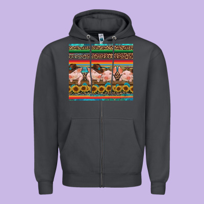 Western Serape Pigs Zipper Hoodie Designed By Ranaportraitstore