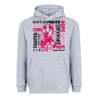 Heather Grey survivor breast cancer ribbon Heavyweight Hoodie - RanaPortraitStore