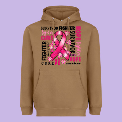 Survivor Breast Cancer Ribbon Heavyweight Hoodie Designed By Ranaportraitstore