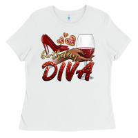 White birthday diva Ladies Tee - BundleAndBundleShop