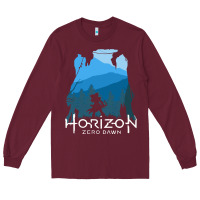Burgundy horizon zero dawn Long Sleeve Tee - DesigneFamous