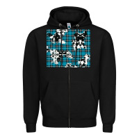 Black winter plaid and cowhide pattern Zipper Hoodie - RanaPortraitStore