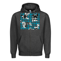 Charcoal Heather winter plaid and cowhide pattern Zipper Hoodie - RanaPortraitStore