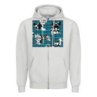 Dove Grey winter plaid and cowhide pattern Zipper Hoodie - RanaPortraitStore
