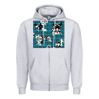 Heather Grey winter plaid and cowhide pattern Zipper Hoodie - RanaPortraitStore