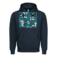 Navy winter plaid and cowhide pattern Zipper Hoodie - RanaPortraitStore