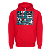 Red winter plaid and cowhide pattern Zipper Hoodie - RanaPortraitStore