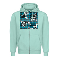 Seafoam winter plaid and cowhide pattern Zipper Hoodie - RanaPortraitStore