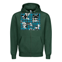 Sports Green winter plaid and cowhide pattern Zipper Hoodie - RanaPortraitStore