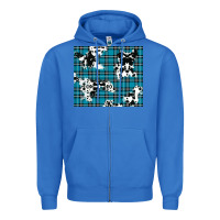 True Royal winter plaid and cowhide pattern Zipper Hoodie - RanaPortraitStore
