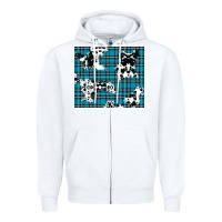 White winter plaid and cowhide pattern Zipper Hoodie - RanaPortraitStore