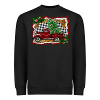 Black Christmas Truck With Christmas Tree Heavyweight Sweatshirt - RanaPortraitStore