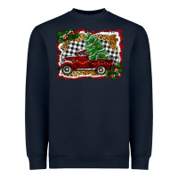 Navy Christmas Truck With Christmas Tree Heavyweight Sweatshirt - RanaPortraitStore