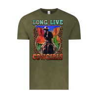 Vintage Olive long live cowgirls Vintage Tee - FaDigitalArtStudio