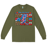 Army Green american mama Long Sleeve Tee - CowhideDigitalArt