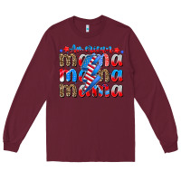 Burgundy american mama Long Sleeve Tee - CowhideDigitalArt