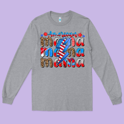 American Mama Long Sleeve Tee Designed By Cowhidedigitalart