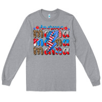 Heather Grey american mama Long Sleeve Tee - CowhideDigitalArt