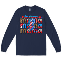 Navy american mama Long Sleeve Tee - CowhideDigitalArt