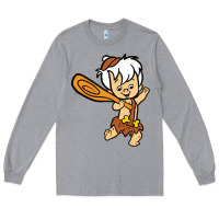 Heather Grey bamm bamm Long Sleeve Tee - DesigneFamous