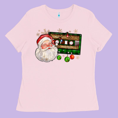 Santa Cassette Ladies Tee Designed By Fadigitalartstudio