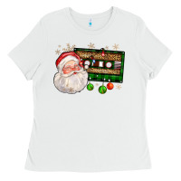 White santa cassette Ladies Tee - FaDigitalArtStudio