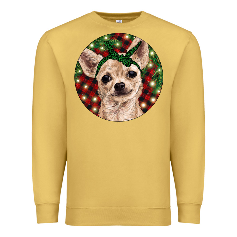 Christmas Chihuahua With Buffalo Plaid Premium Sweatshirt by RanaPortraitStore | Teevron