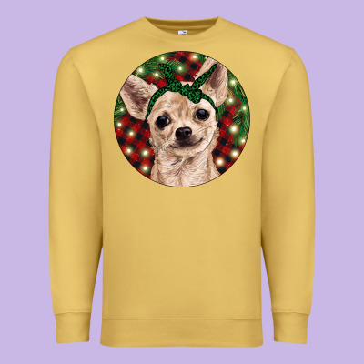 Christmas Chihuahua With Buffalo Plaid Premium Sweatshirt Designed By Ranaportraitstore