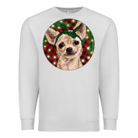 Dove Grey Christmas Chihuahua With Buffalo Plaid Premium Sweatshirt - RanaPortraitStore