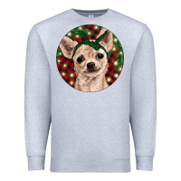 Heather Grey Christmas Chihuahua With Buffalo Plaid Premium Sweatshirt - RanaPortraitStore