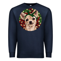 Navy Christmas Chihuahua With Buffalo Plaid Premium Sweatshirt - RanaPortraitStore
