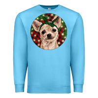 Ocean Blue Christmas Chihuahua With Buffalo Plaid Premium Sweatshirt - RanaPortraitStore