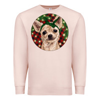 Pale Pink Christmas Chihuahua With Buffalo Plaid Premium Sweatshirt - RanaPortraitStore