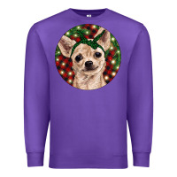 Purple Christmas Chihuahua With Buffalo Plaid Premium Sweatshirt - RanaPortraitStore
