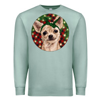 Seafoam Christmas Chihuahua With Buffalo Plaid Premium Sweatshirt - RanaPortraitStore