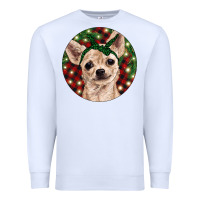 White Christmas Chihuahua With Buffalo Plaid Premium Sweatshirt - RanaPortraitStore