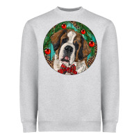 Heather Grey Christmas St. Bernard Heavyweight Sweatshirt - RanaPortraitStore