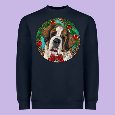 Christmas St. Bernard Heavyweight Sweatshirt Designed By Ranaportraitstore