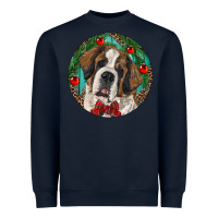 Navy Christmas St. Bernard Heavyweight Sweatshirt - RanaPortraitStore