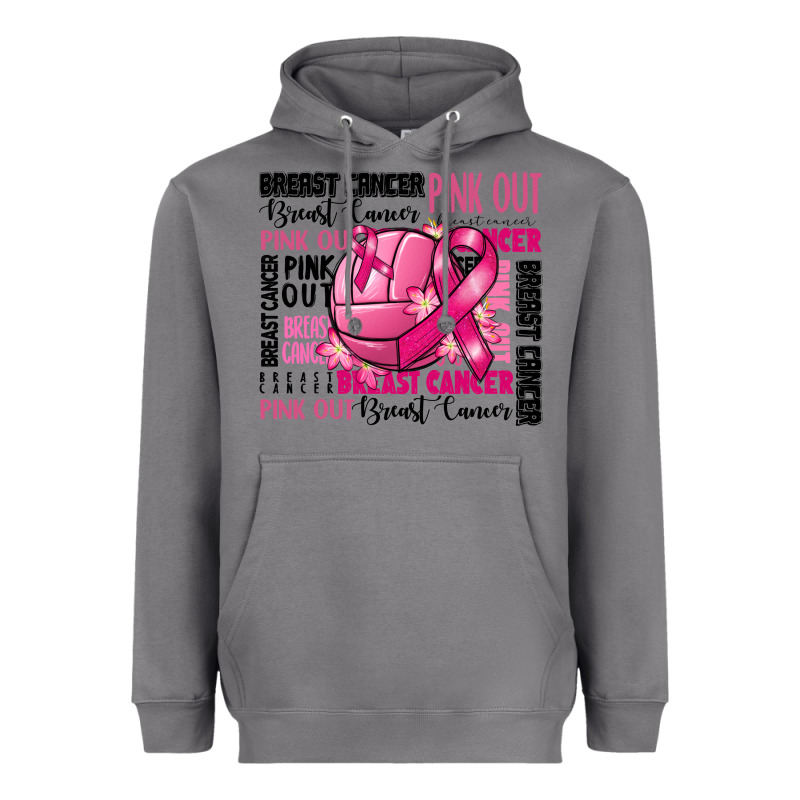 Volleyball Pink Out Breast Cancer Heavyweight Hoodie by RanaPortraitStore | Teevron