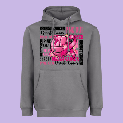 Volleyball Pink Out Breast Cancer Heavyweight Hoodie Designed By Ranaportraitstore