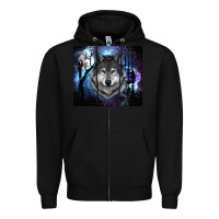 Black wolf and full moon Zipper Hoodie - RanaPortraitStore