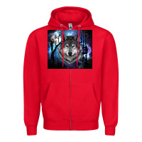Red wolf and full moon Zipper Hoodie - RanaPortraitStore
