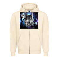Wolf And Full Moon Zipper Hoodie | Teevron