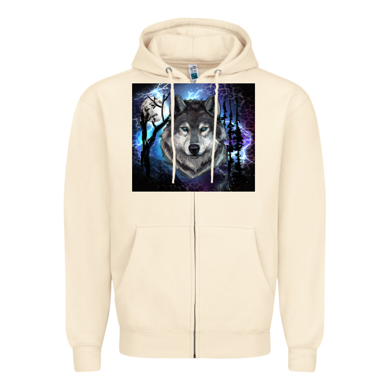 Wolf And Full Moon Zipper Hoodie by RanaPortraitStore | Teevron