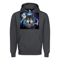 Smoke wolf and full moon Zipper Hoodie - RanaPortraitStore