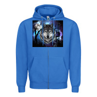 True Royal wolf and full moon Zipper Hoodie - RanaPortraitStore