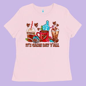 American Football Coffee Cups Ladies Tee Designed By Fadigitalartstudio